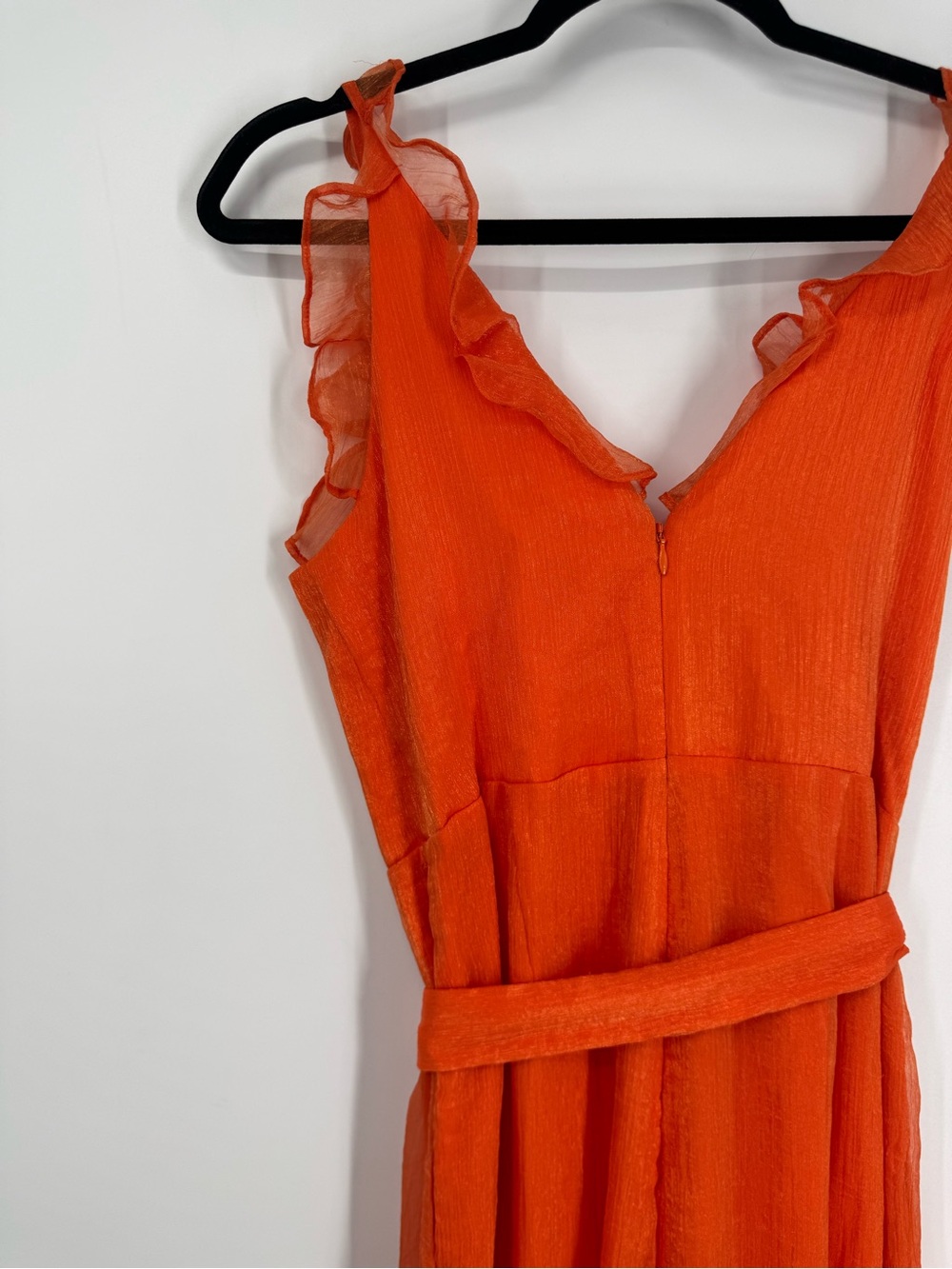 Anthropologie Hutch Tangerine Orange Sleeveless Ruffle Jumpsuit Size 6P NWT - Picture 12 of 16
